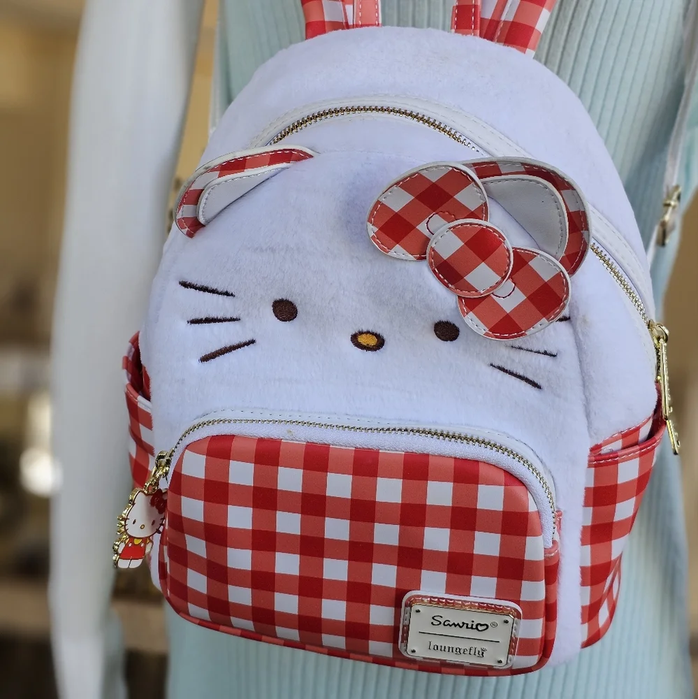 Loungefly Sanrio Hello Kitty Gingham Figural Mini Picnic Backpack